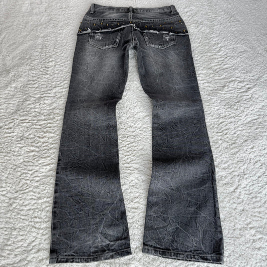 LowBox Studded Overlap Attachment Flared Jeans