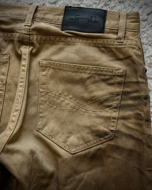 CavariA Studded Desert Clawmarks Washed Bootcut Jeans