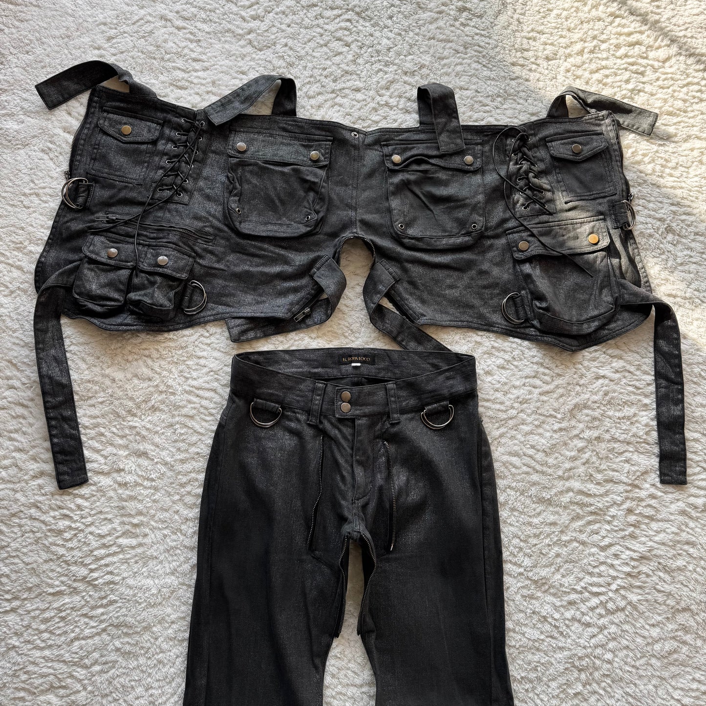 El Ropa Loco Silver Transformer Flared Lace Up Pants