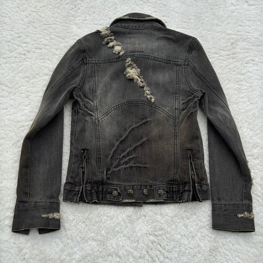Midas Gas Mask Pockets Distressed Denim Jacket