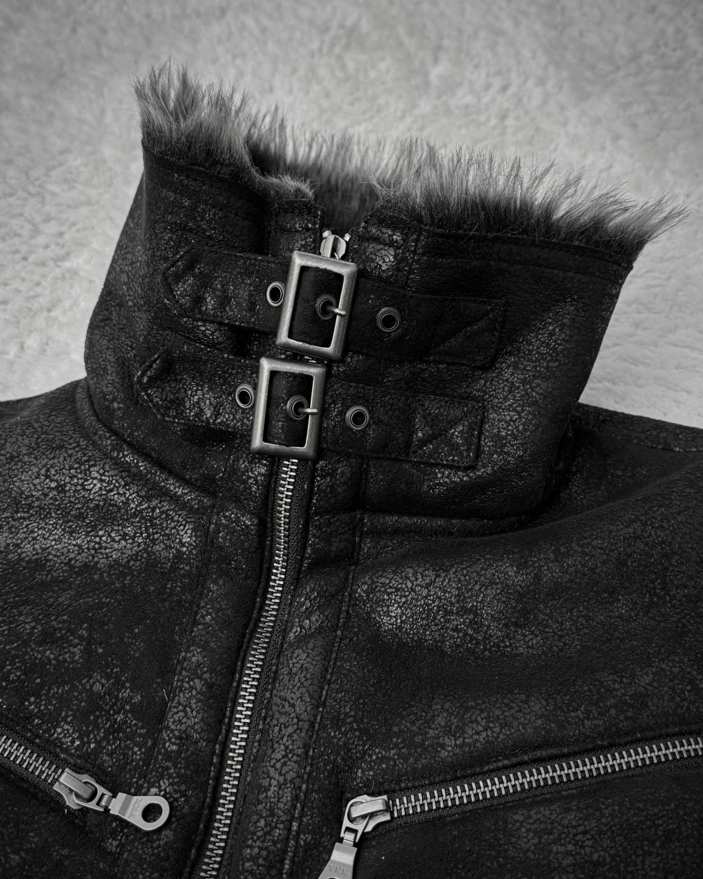 Mussino Luster Textured Fur Lined Jacket