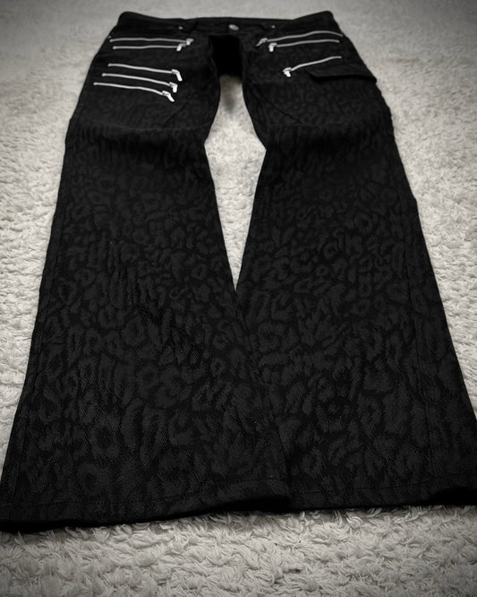 Tornado Mart Leopard Woven Zippered Bootcut Pants