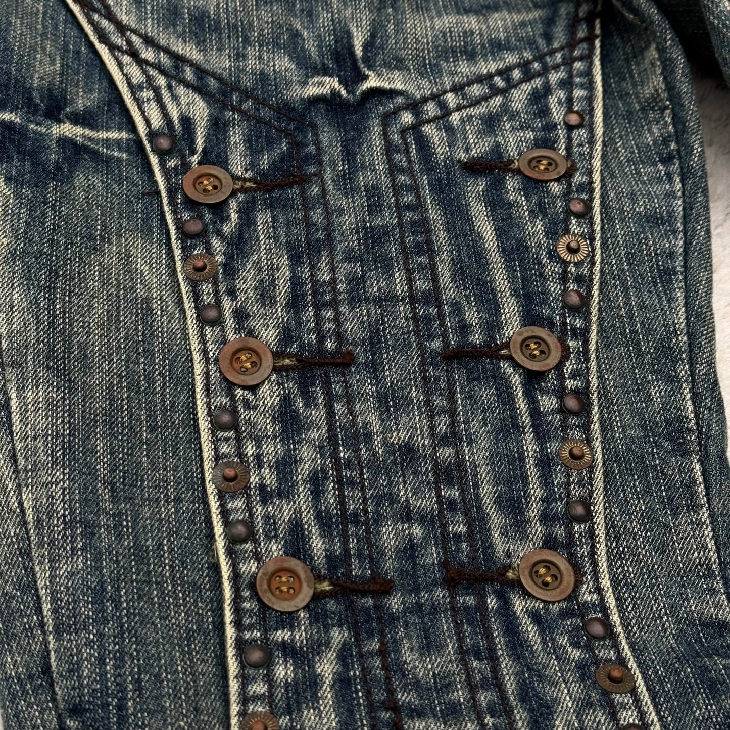 Tornado Mart Button Up Panel Zipper Flared Jeans