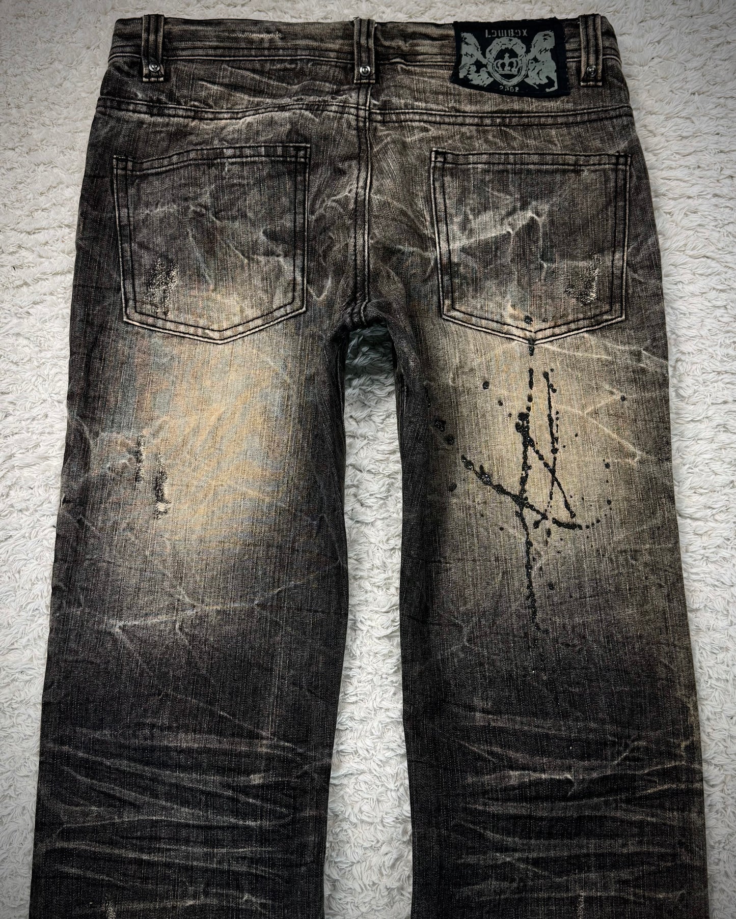 Lowbox Luster Splatter Mud Washed Bootcut Jeans