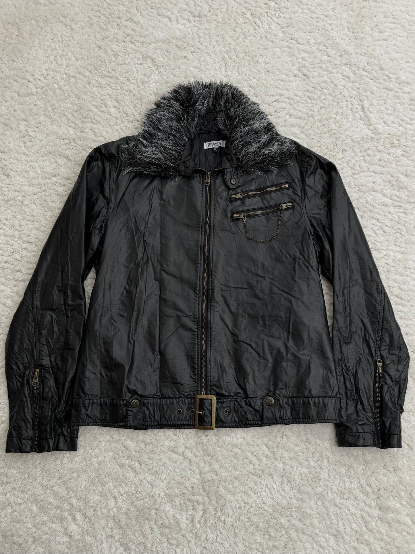 In The Attic Faux Fur Collar Leather Jacket