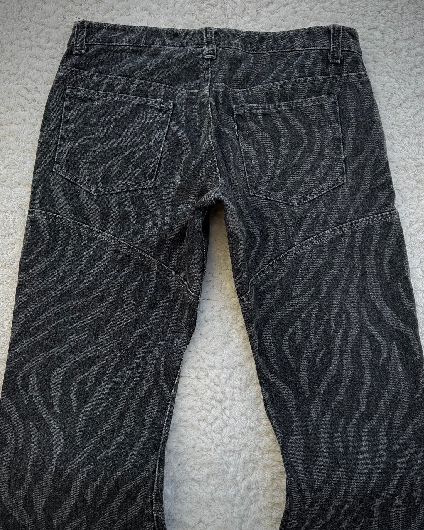 Tornado Mart Zebra Pattern Lace Up Flared Jeans