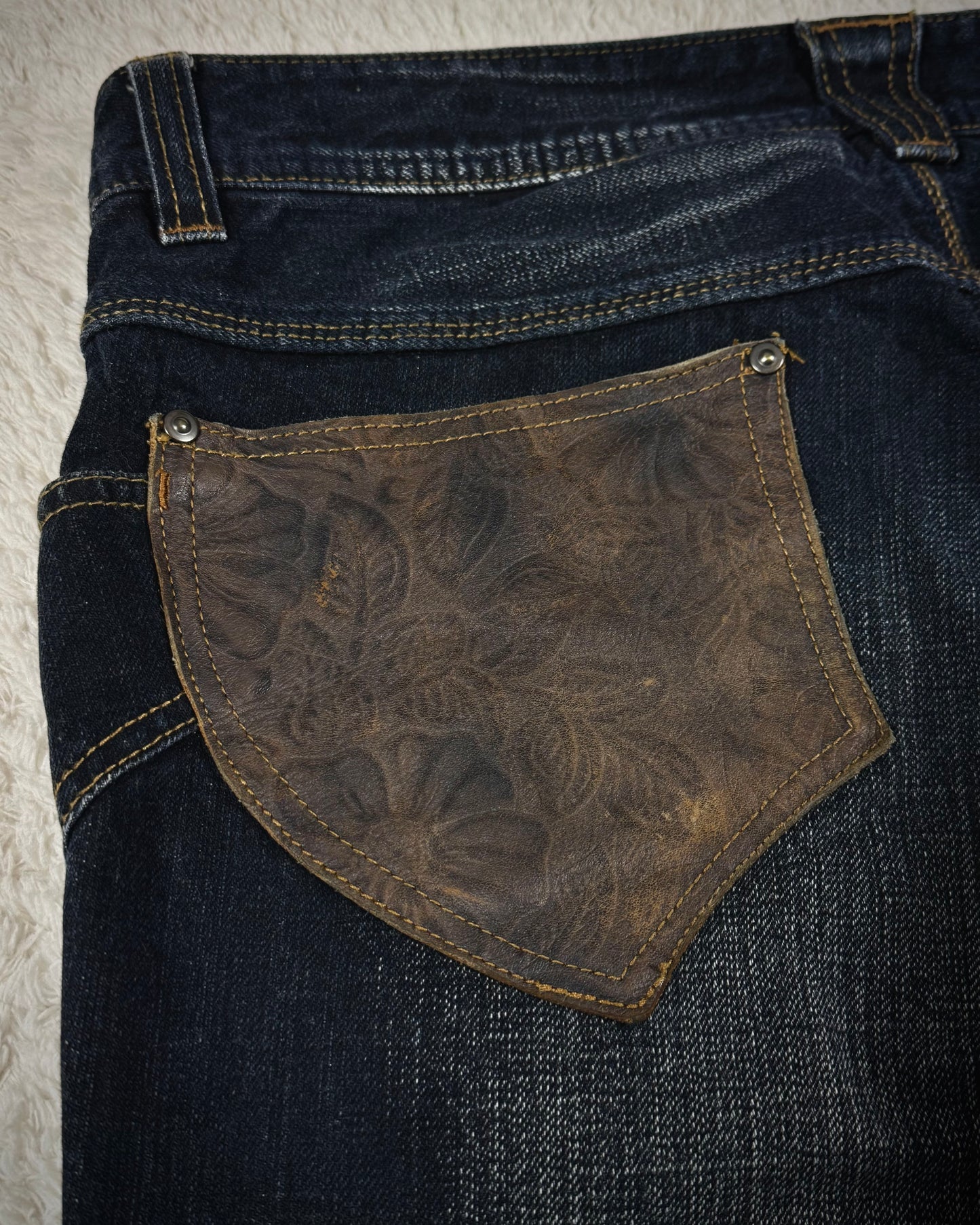 Hide Aways Vintage Leather Pocket Bootcut Denim