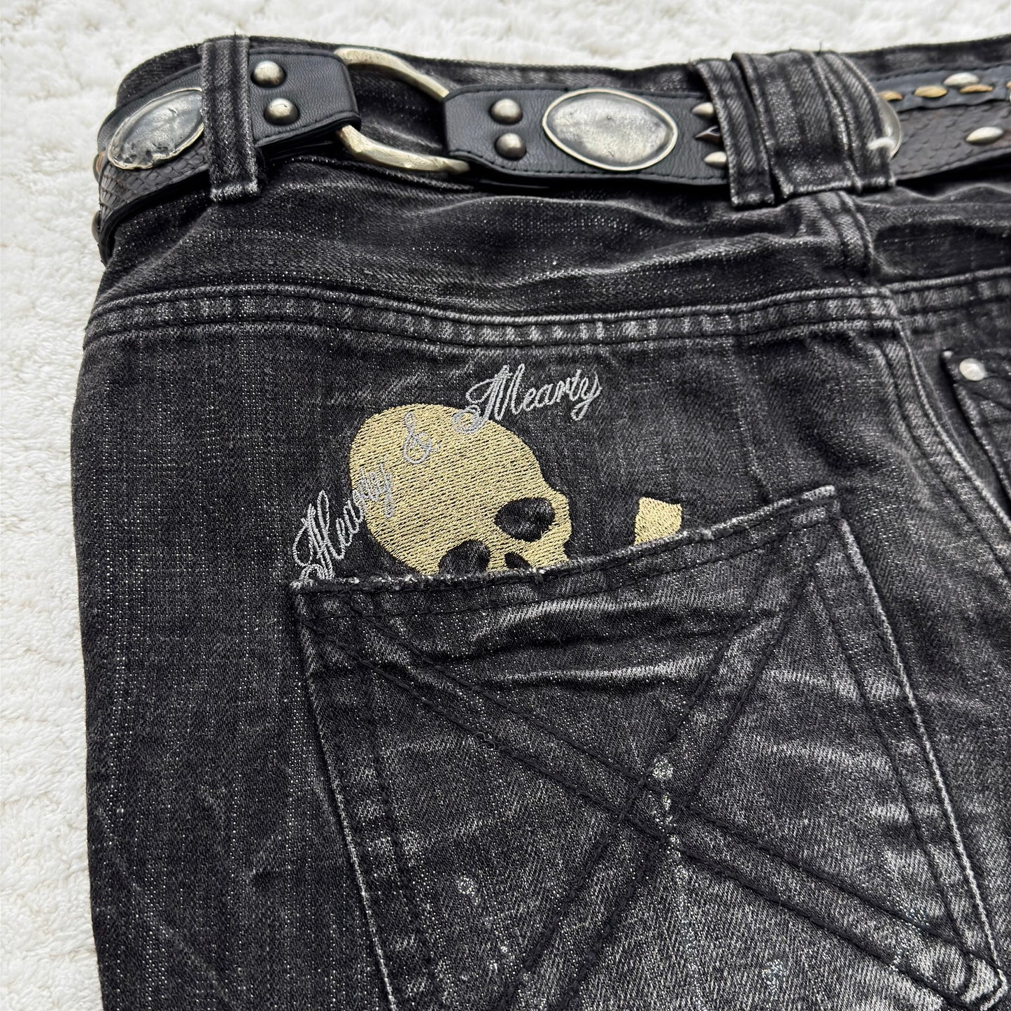 Glad News Pierced Glitter Strokes Flared Jeans
