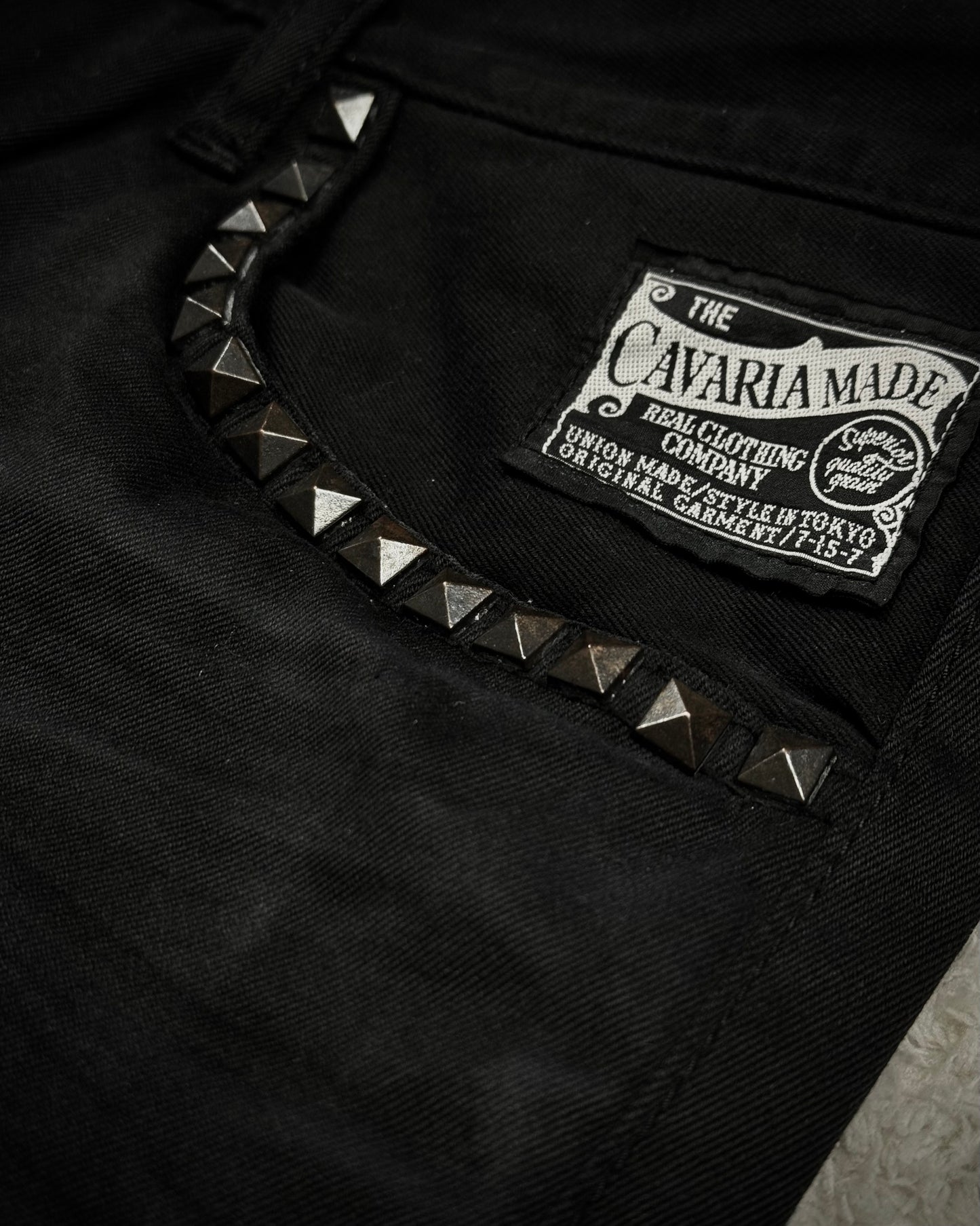 CavariA Leopard Repaired Whisker Washed Bootcut Denim