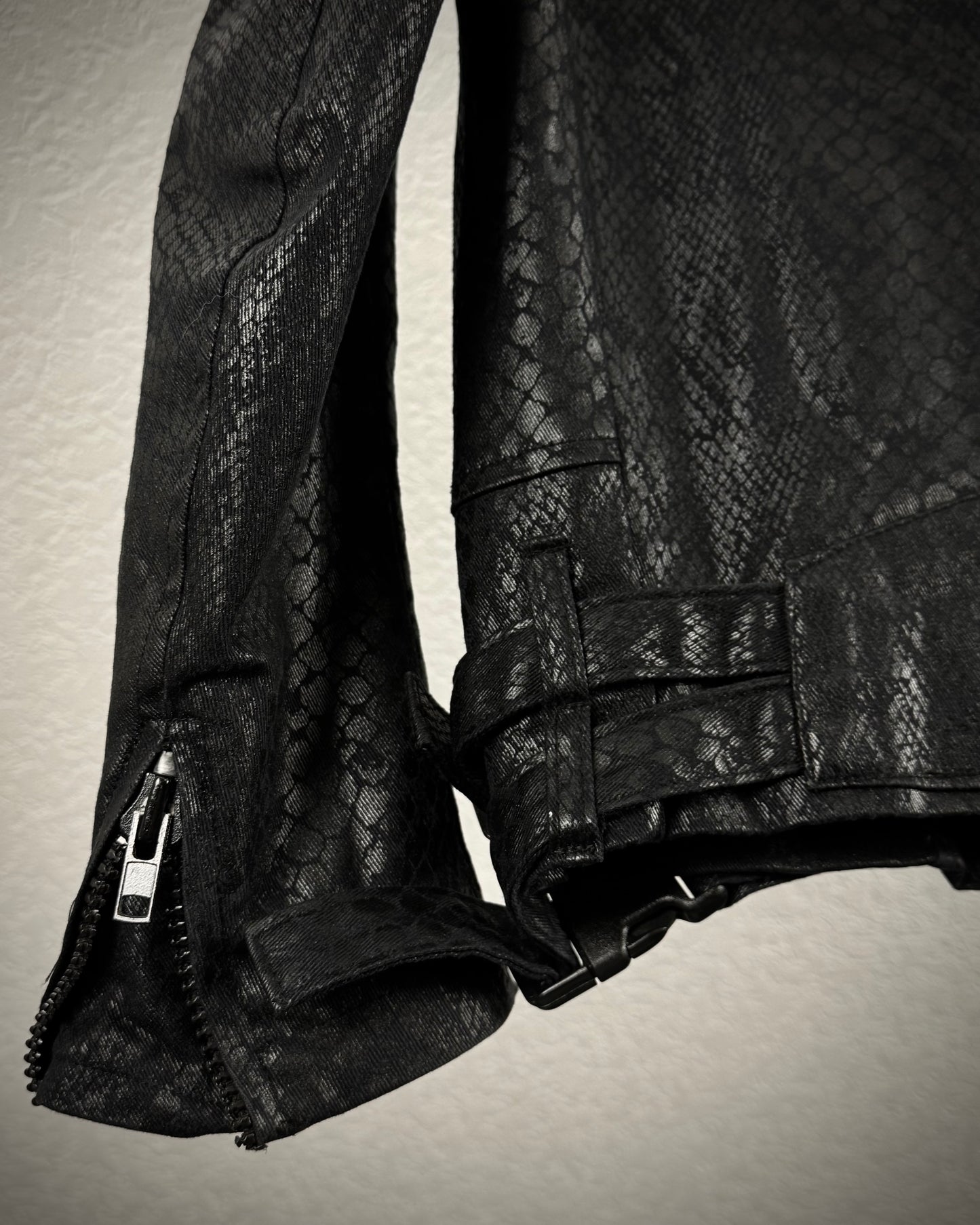 By The R Python Waxed Armor Studded Biker Jacket