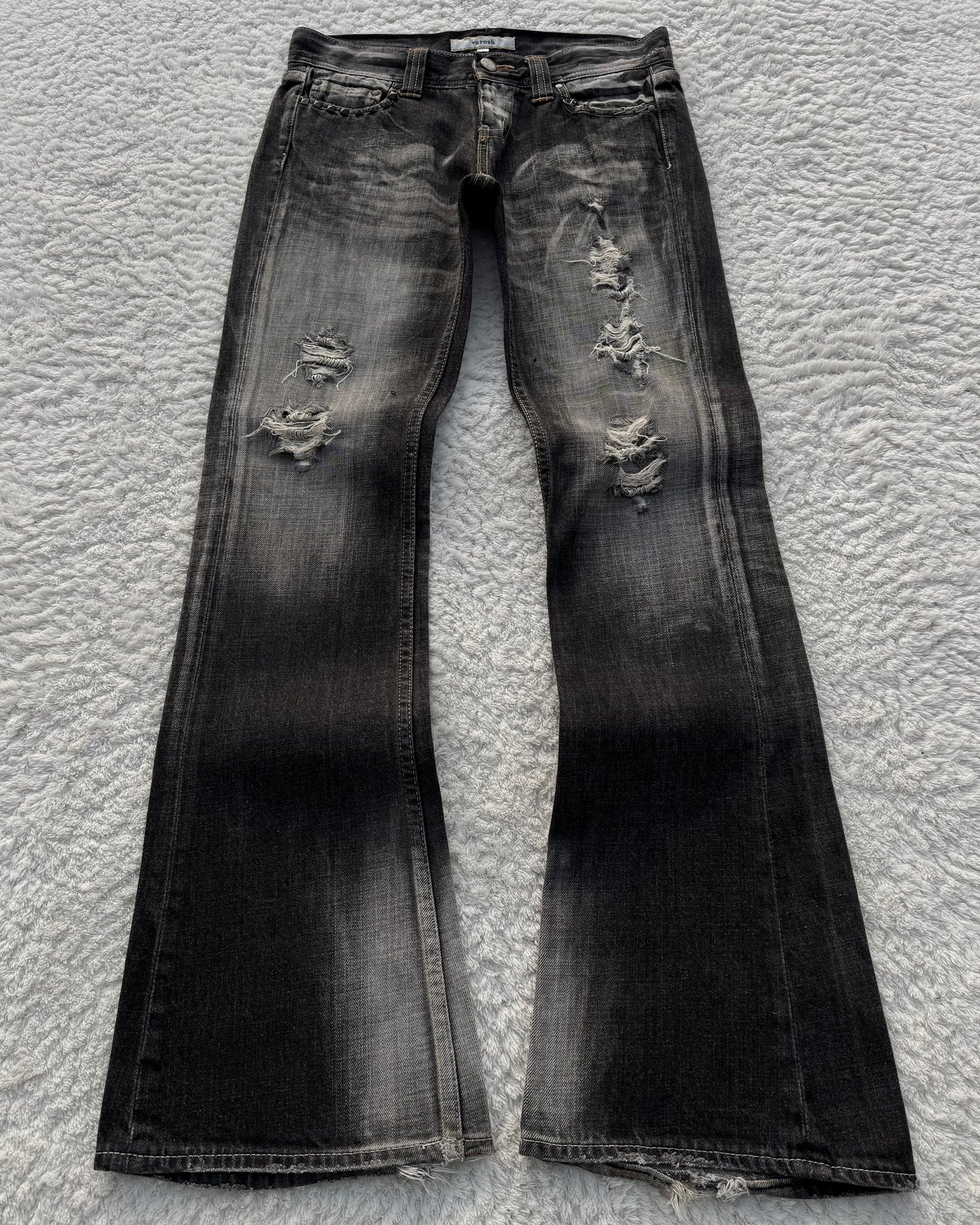 Varosh Pierced Distressed Flared Jeans