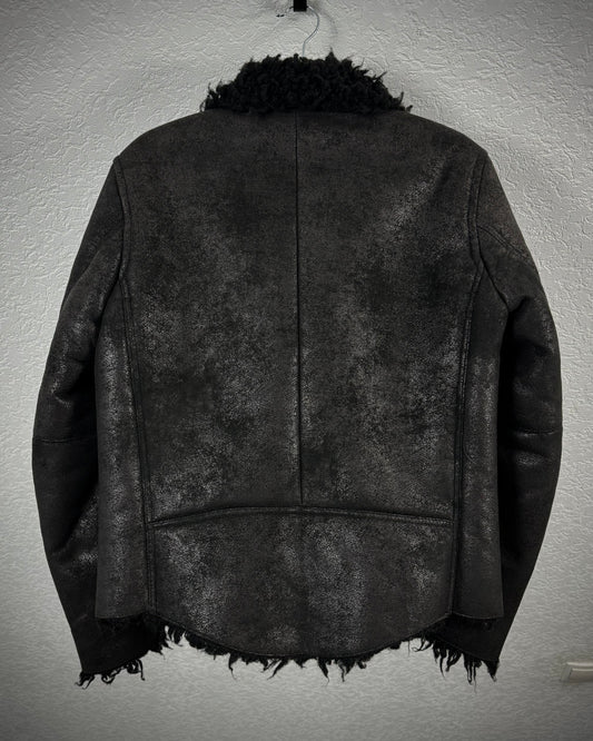 Custom Culture Luster Textured Shearling Biker Jacket