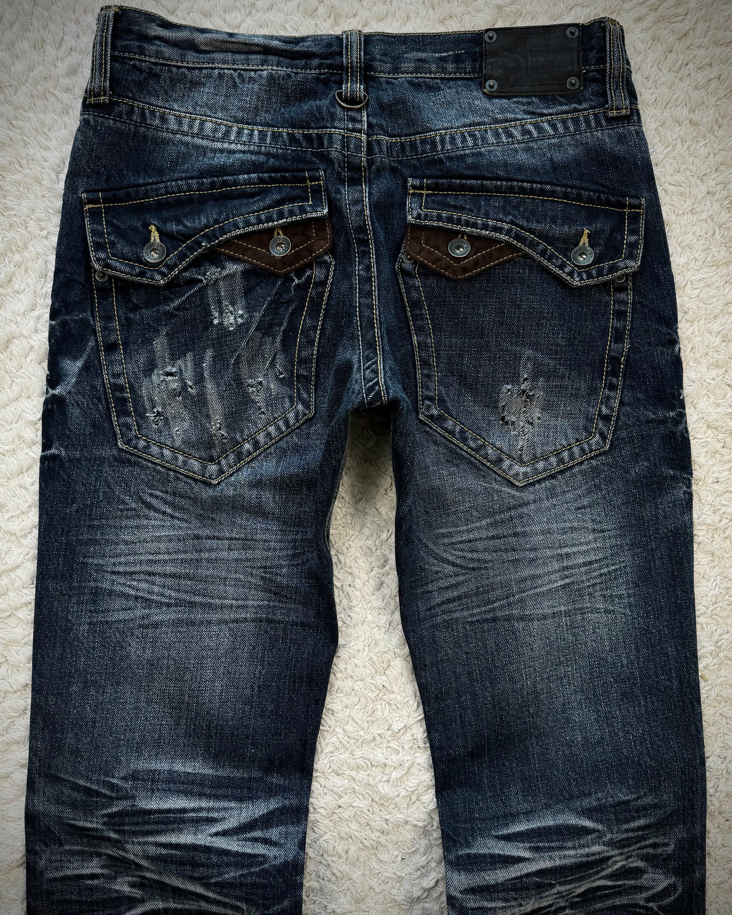 Semantic Design Vintage Zippered Clawmarks Flared Jeans