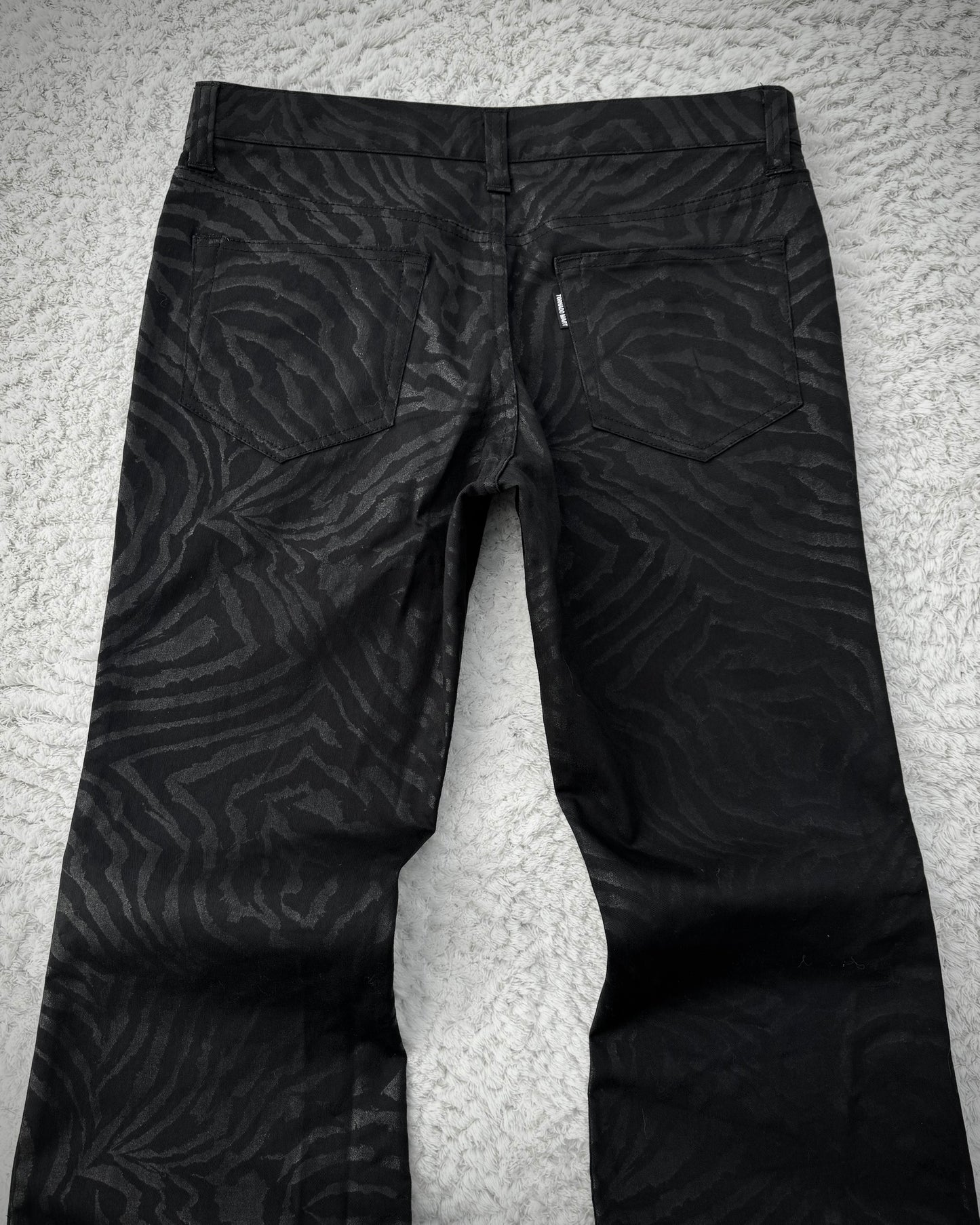 Tornado Mart Zebra Waxed Flared Pants