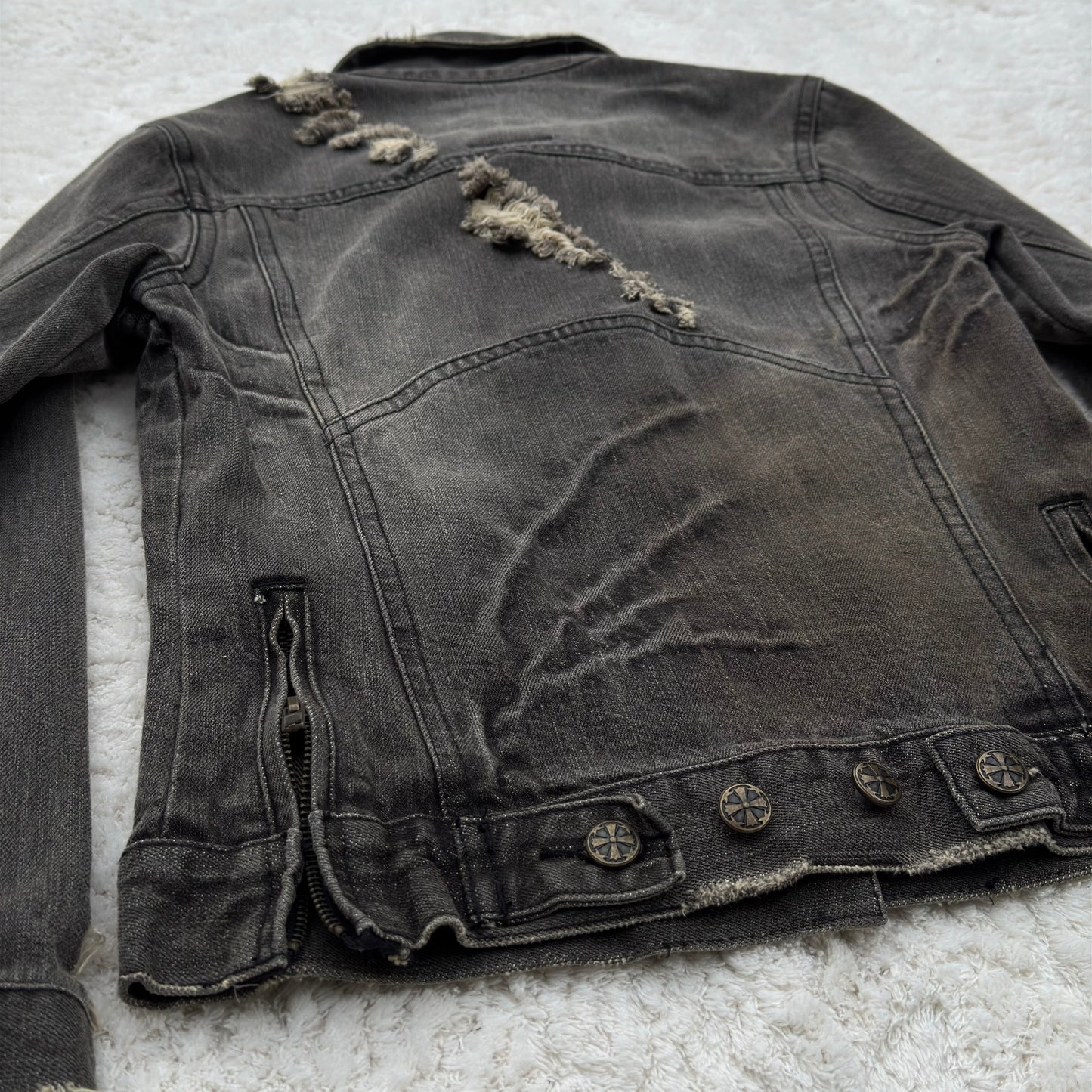 Midas Gas Mask Pockets Distressed Denim Jacket