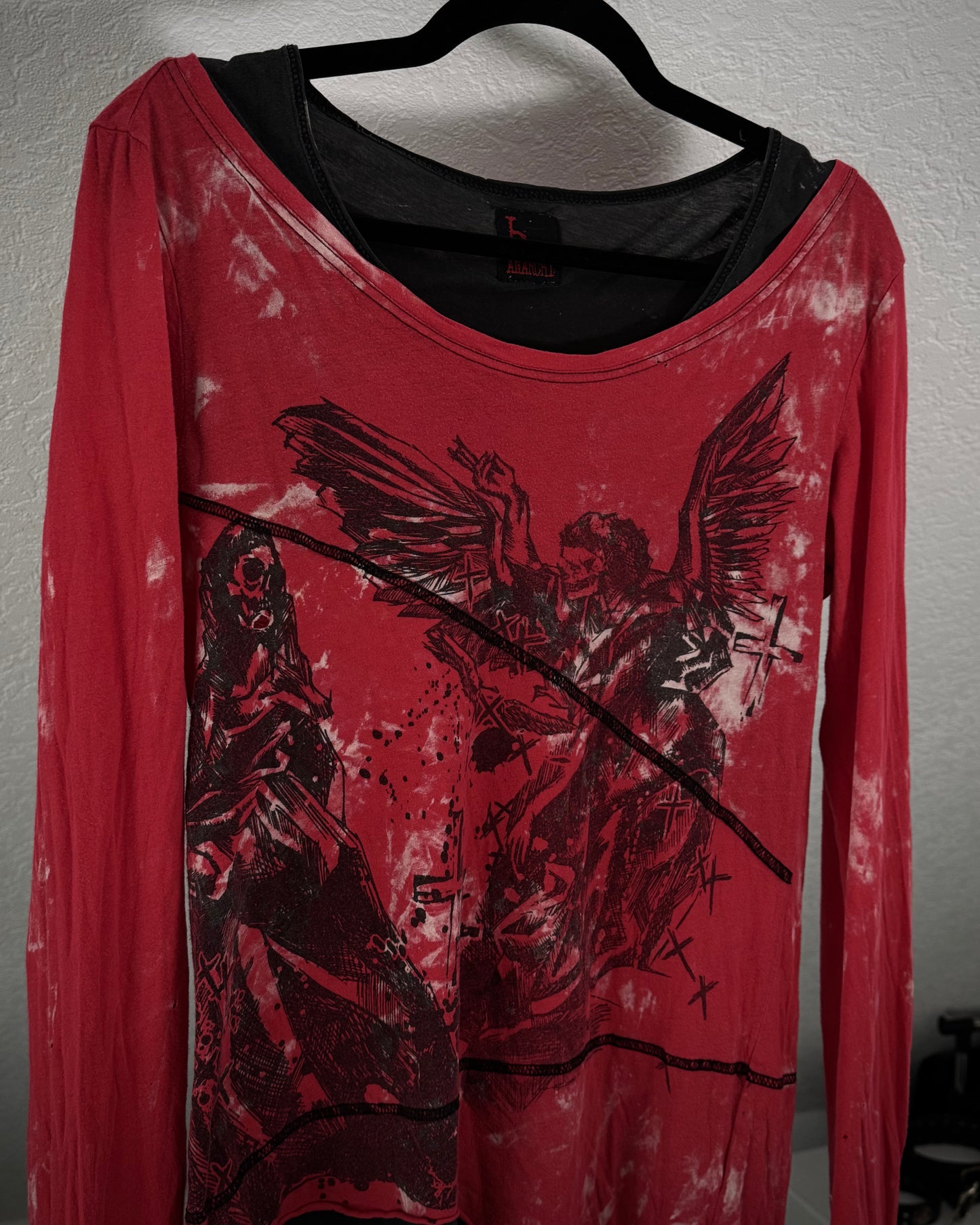 h.Anarchy Double Layered Asymmetrical Raw Cut Longsleeve