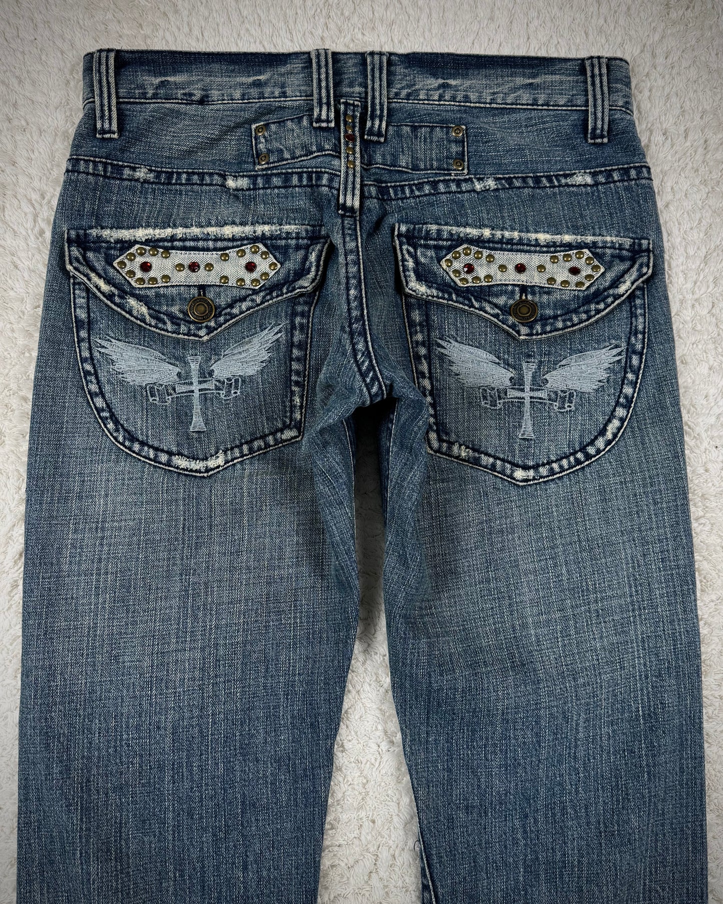 Ultimax Vintage Studded Spiral Flared Jeans