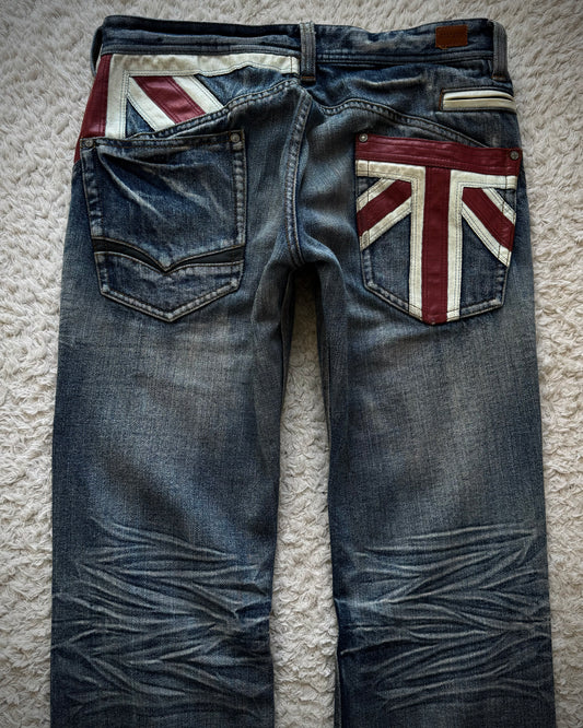 Nicole Club Leather UK Flag Whiskered Denim