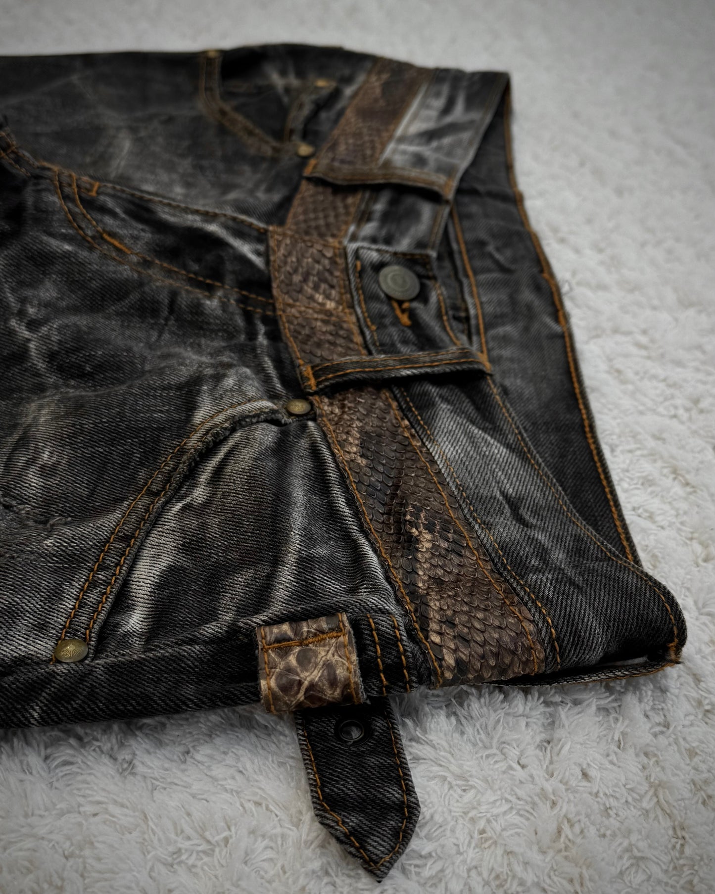 Tornado Mart Python Belted Flared Jeans