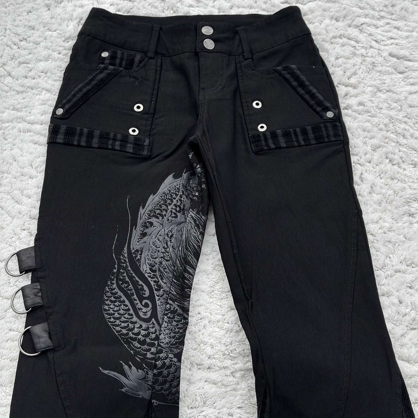 Ozz Croce Dragon Print Flared Pants