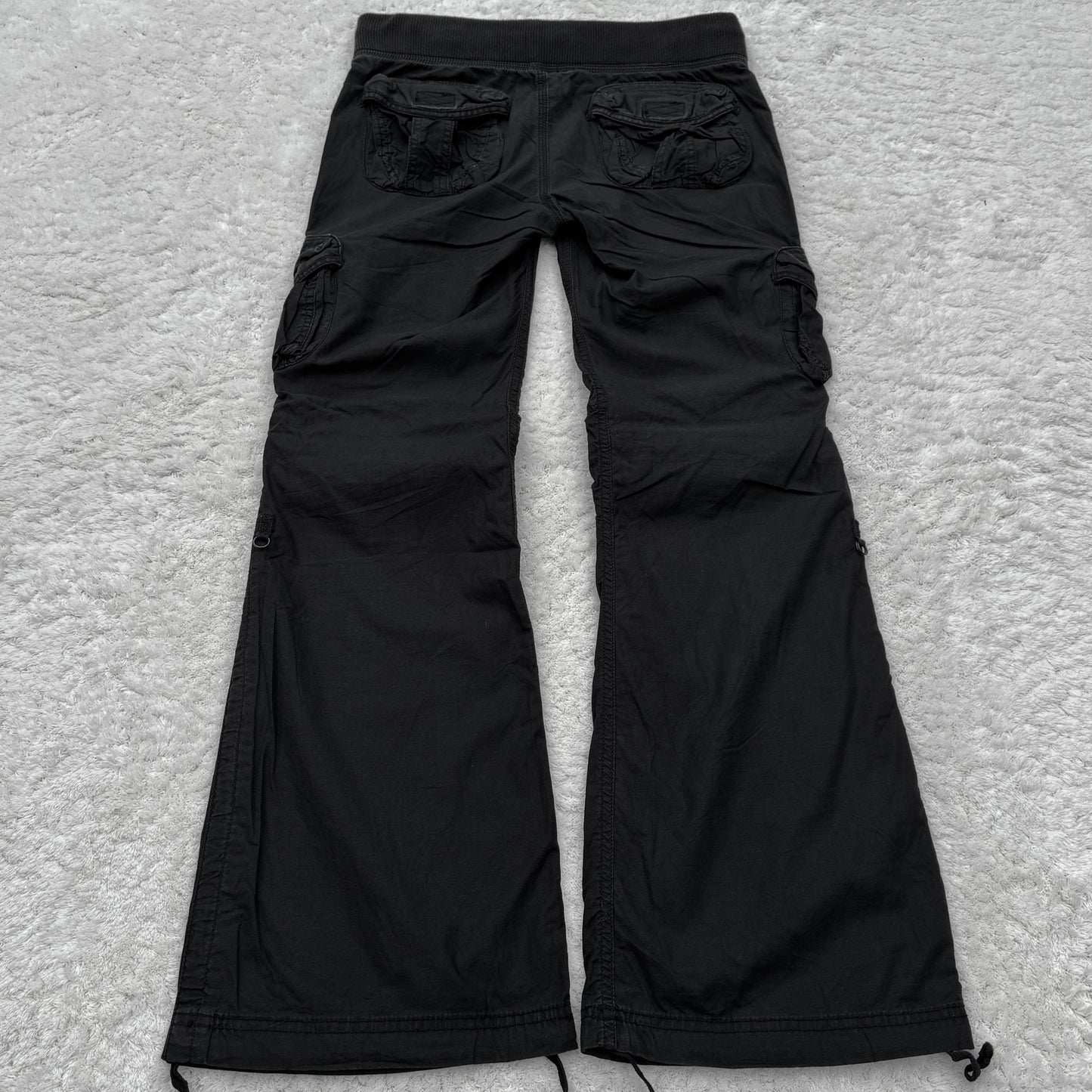 G.O.A Black Gas Mask Flared Cargo Pants