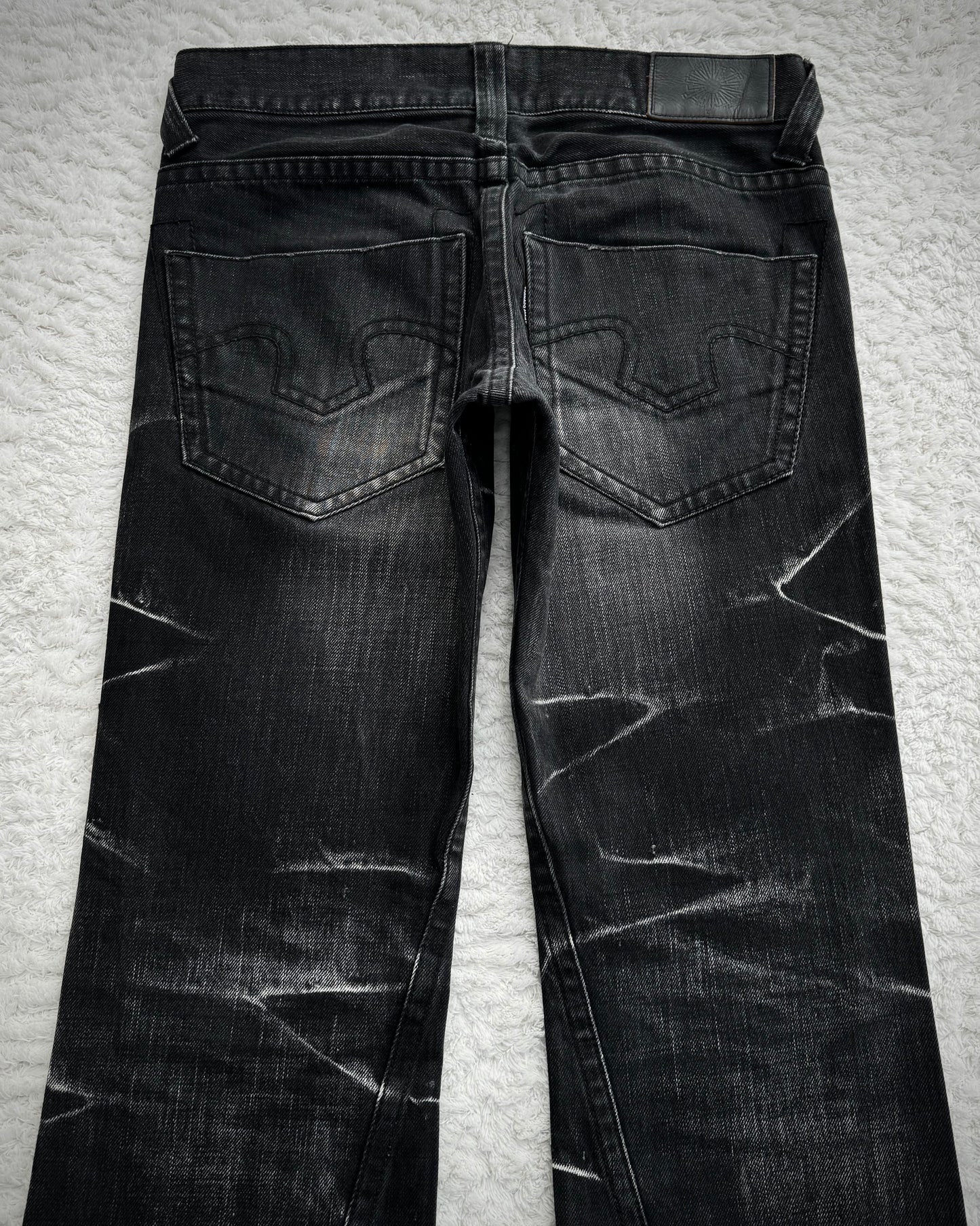 Tornado Mart Whisker Washed Spiral Bootcut Denim
