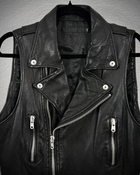 Fuga Zippered Sheepskin Leather Biker Vest