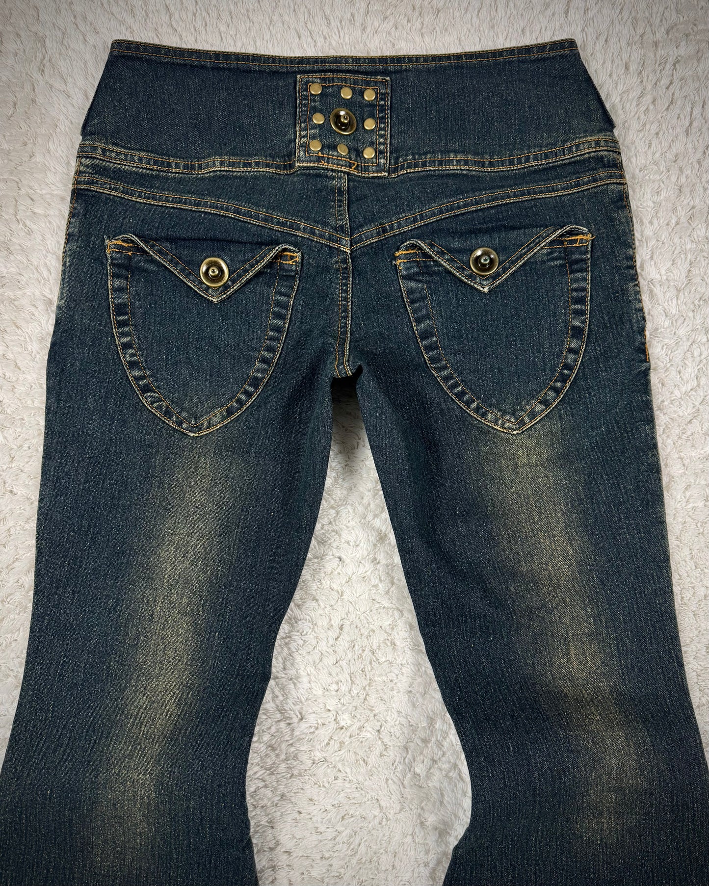 Dreamkey Mud Washed Studded Bell Bottom Flared Jeans