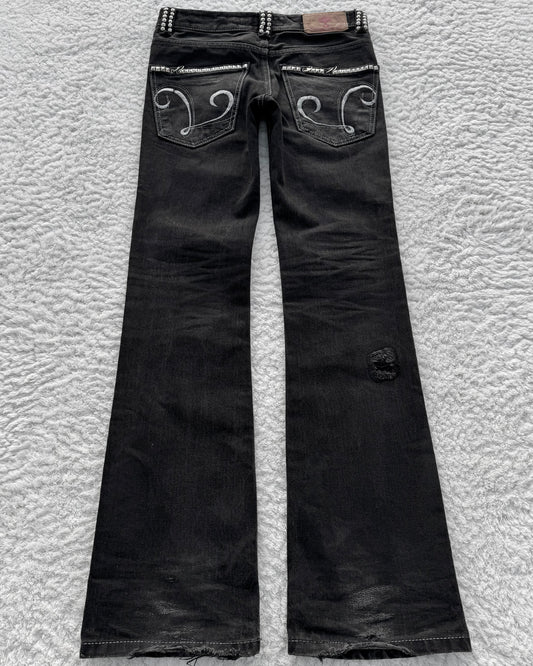 Lagust Studded Pierced Slim Bootcut Jeans