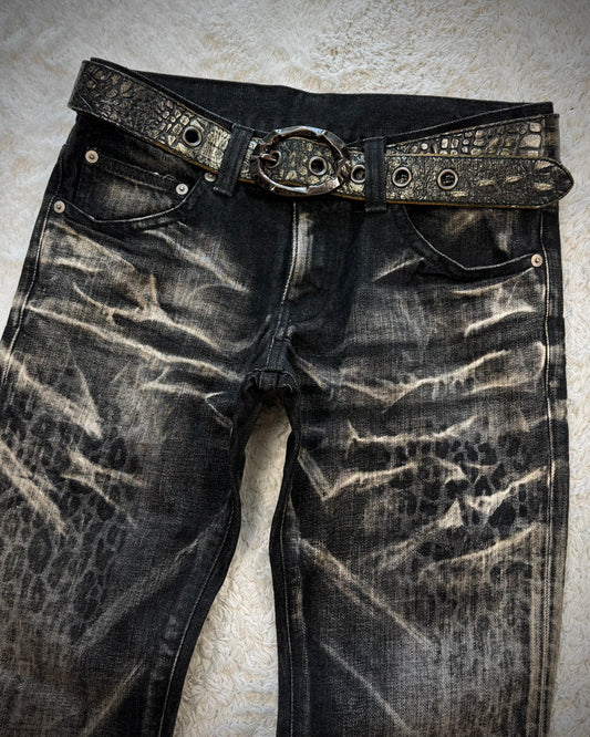 5351 Pour Les Hommes Crocodile Textured Leather Belt