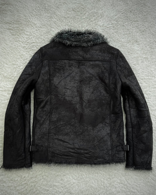 291295=HOMME Cracked Waxed Fur Jacket