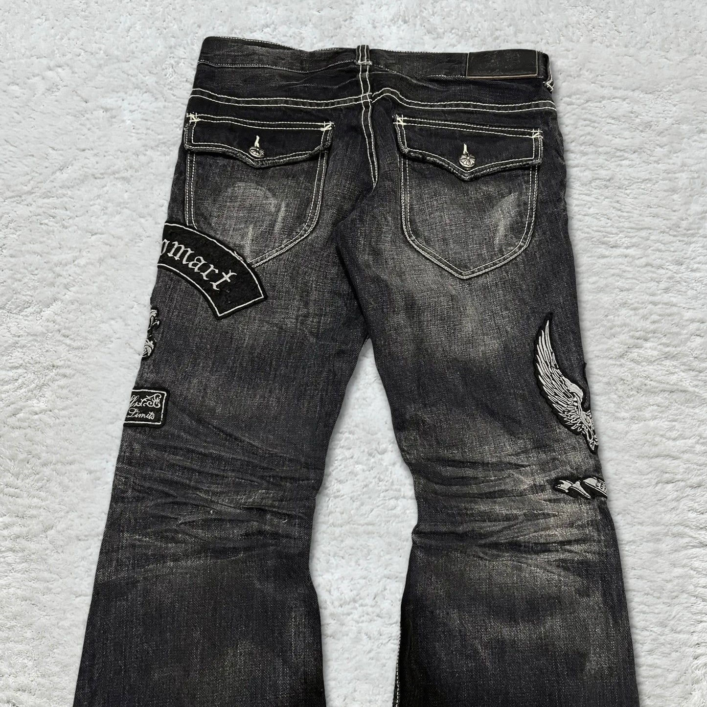 Tornado Mart Embroidery Patches Flared Jeans