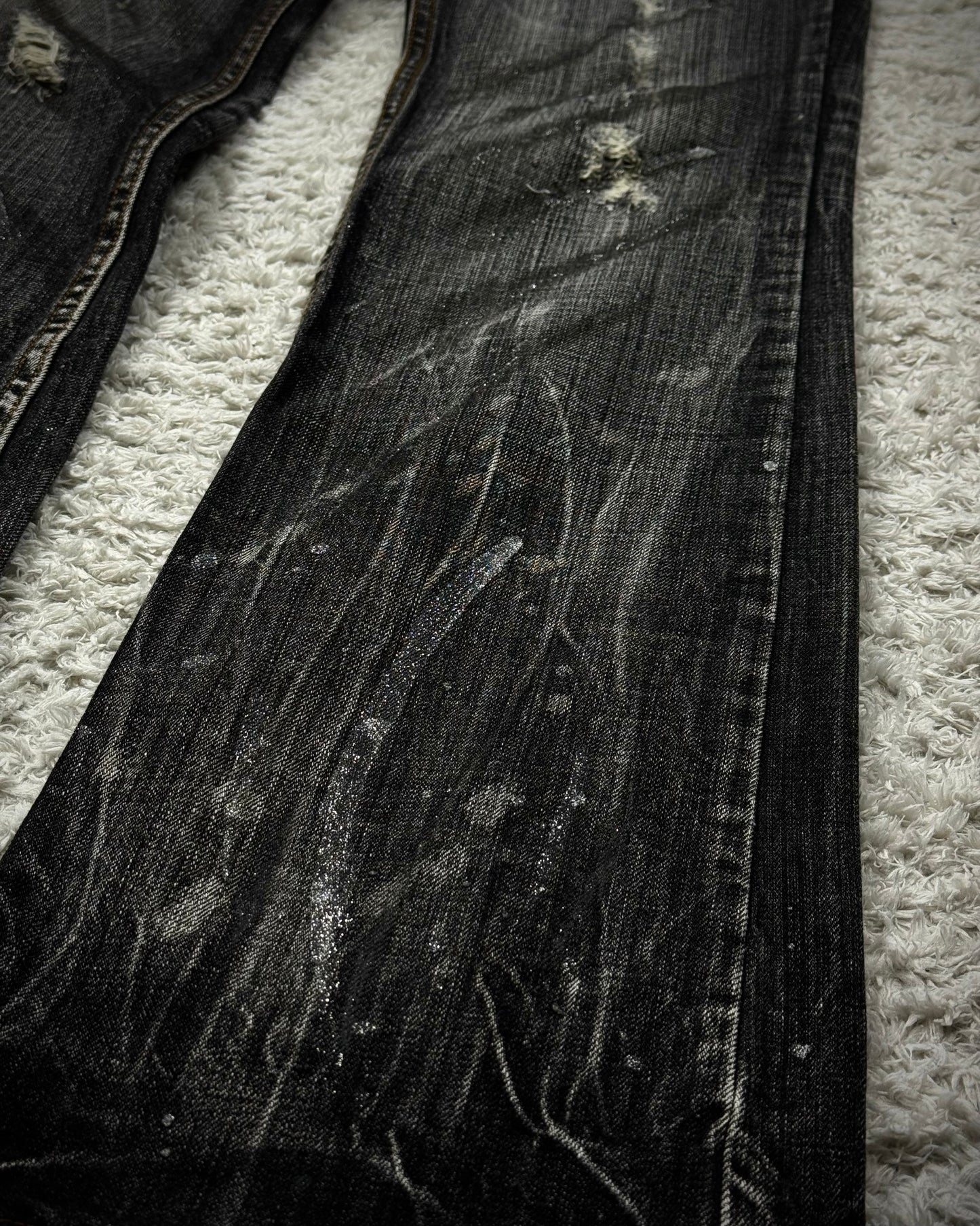 Semantic Design Python Detailed Luster Clawmarks Coated Bootcut Jeans