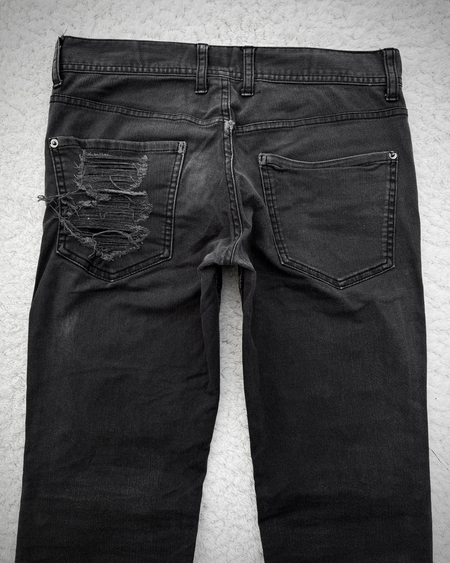 Glad News Repaired Distressing Zippered Skinny Bootcut Jeans