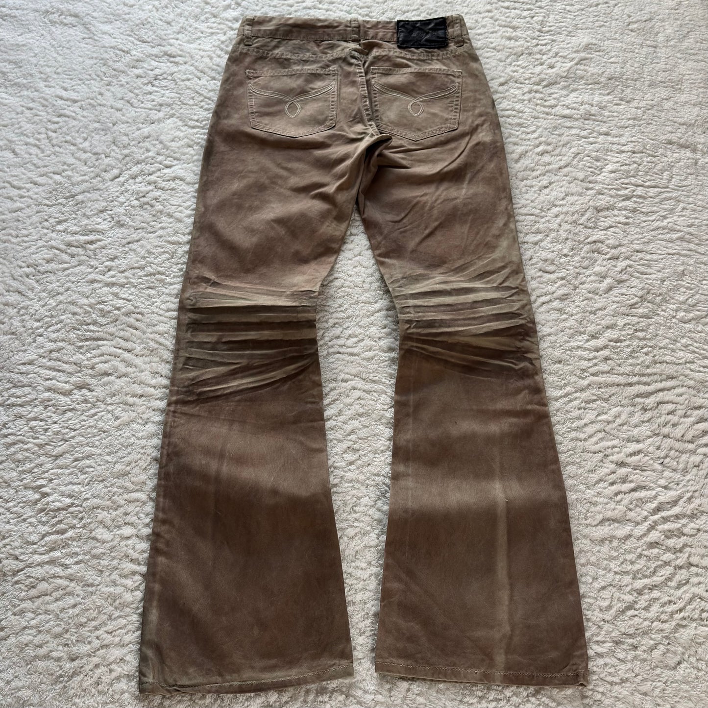 Skull Embroidery Earthstone Wash Flared Jeans