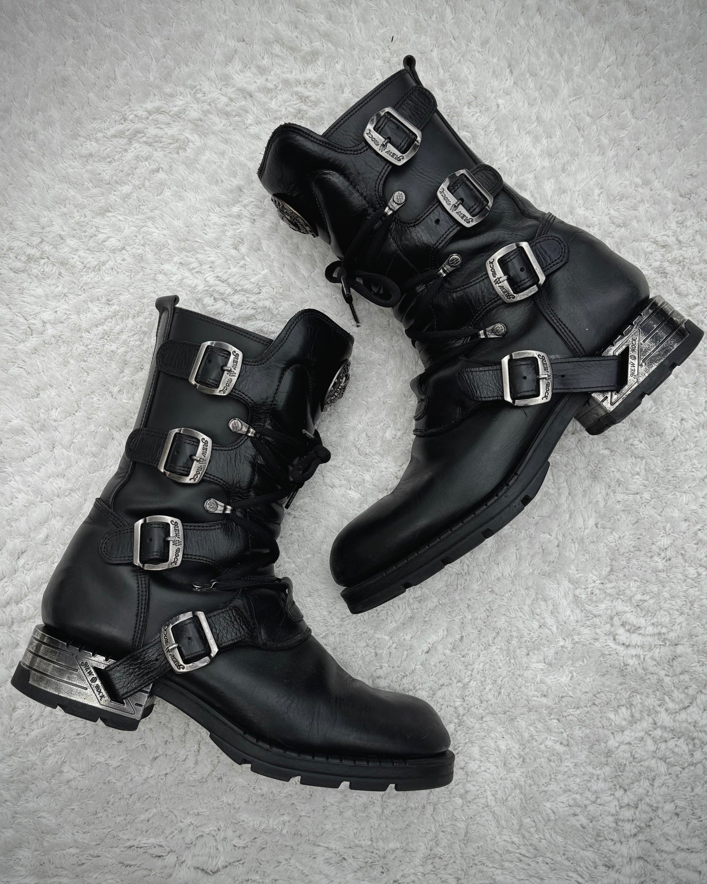 New Rock Steel Heel Leather Boots