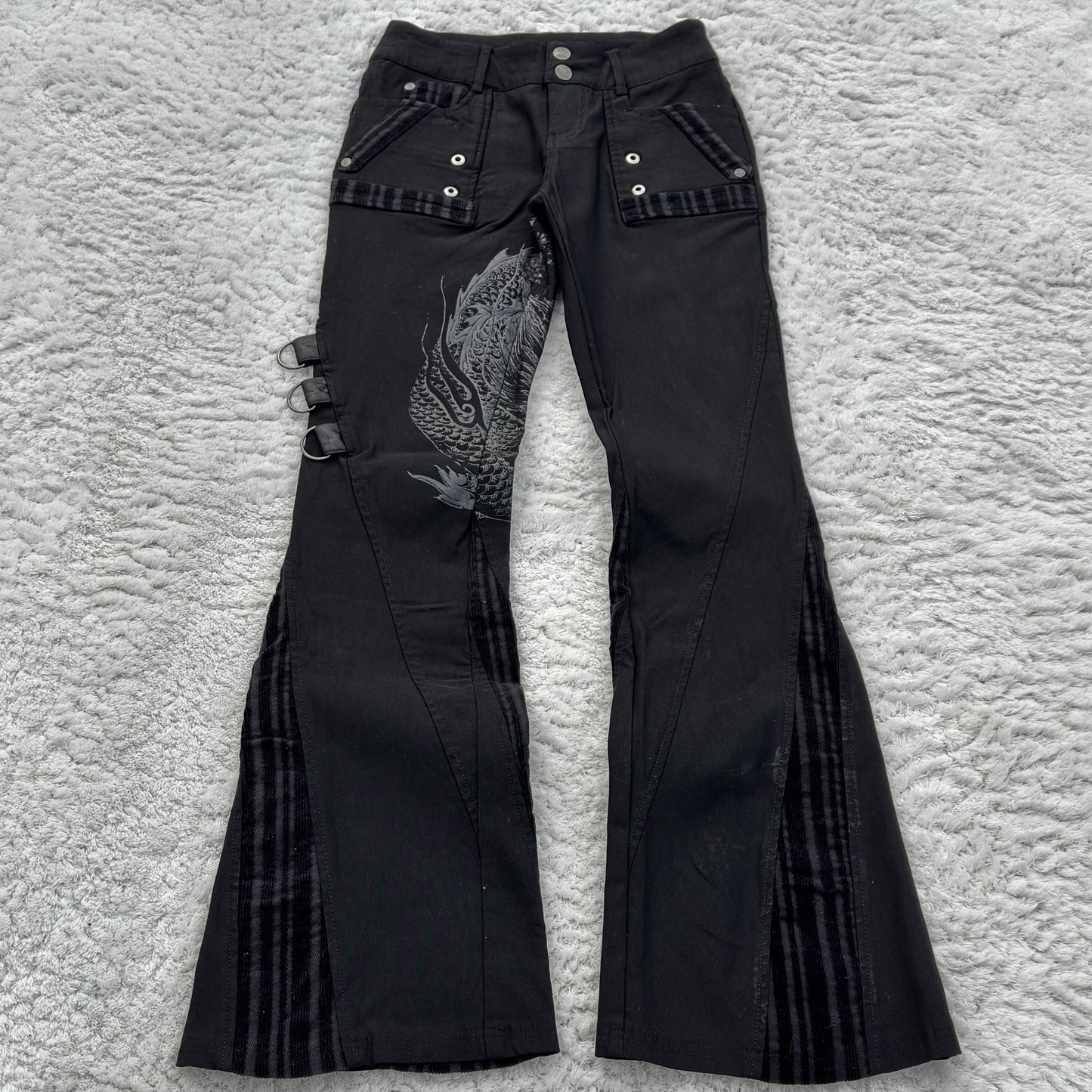 Ozz Croce Dragon Print Flared Pants