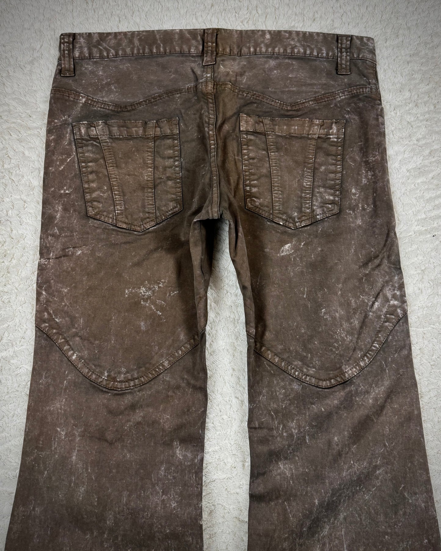 Semantic Design Textured Panel Construction Flared Jeans