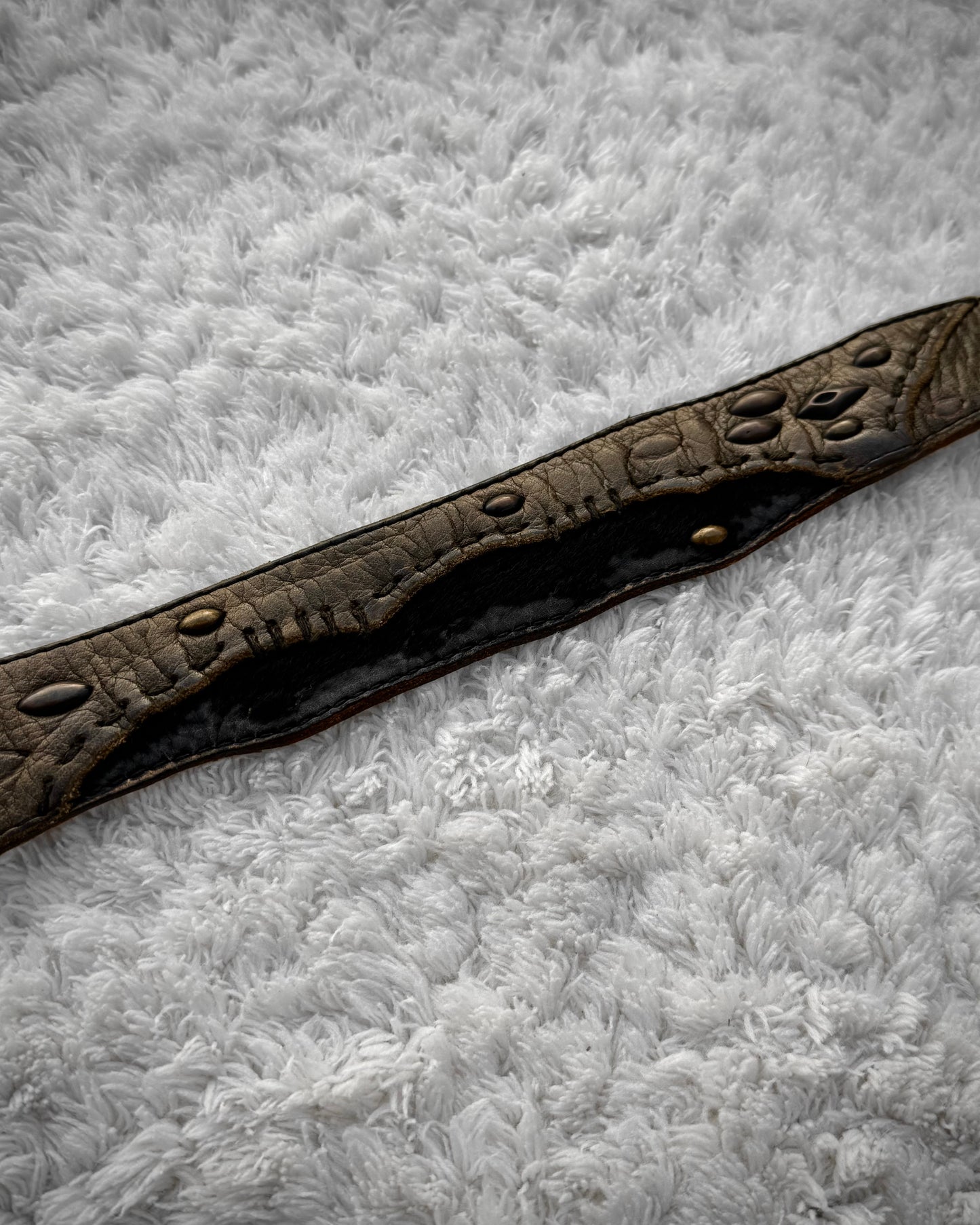 14th Addiction Scar Stitched Studded Belt