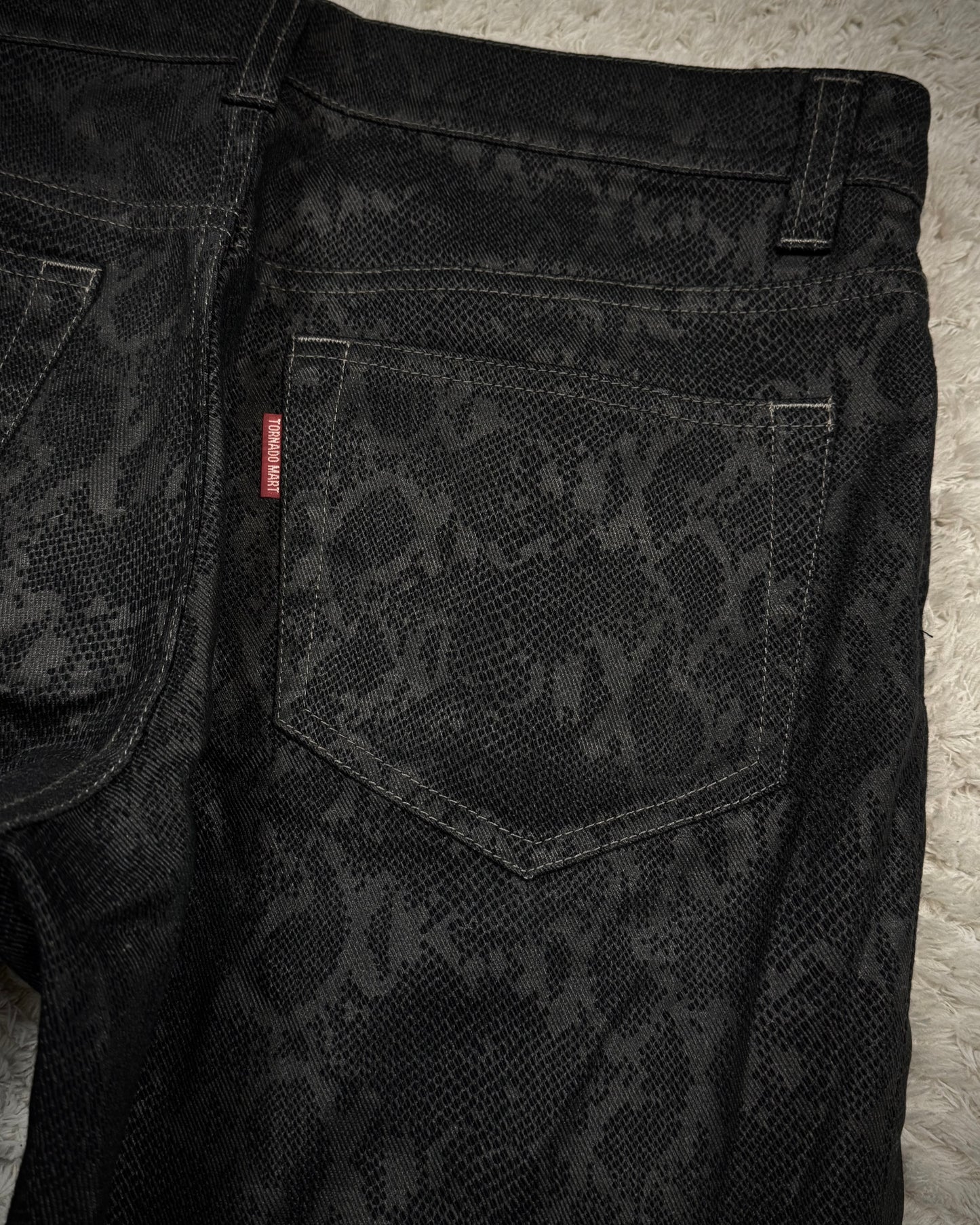 Tornado Mart Python Pattern Flared Pants