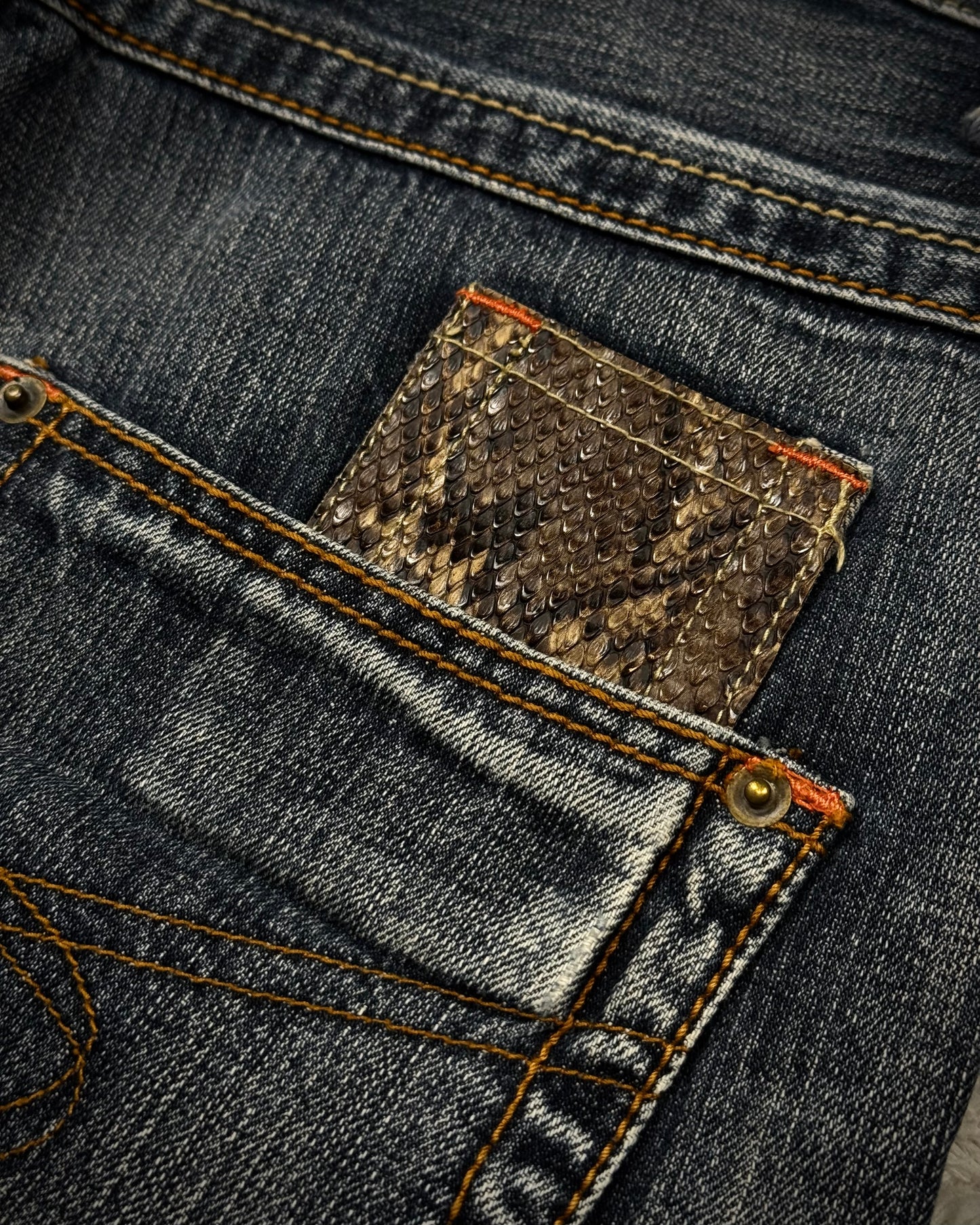 Semantic Design Python Detailed Spiral Flared Jeans