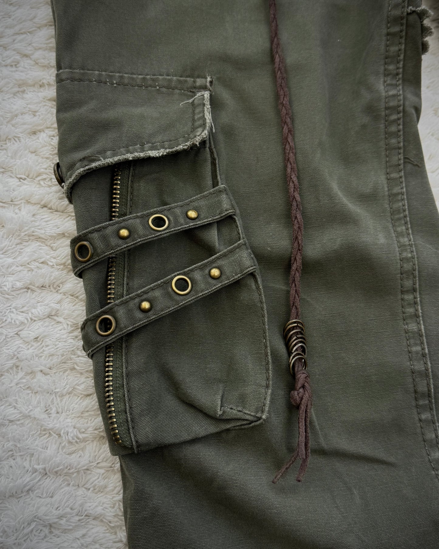 Midas Military Studded Laced Flared Cargo Pants