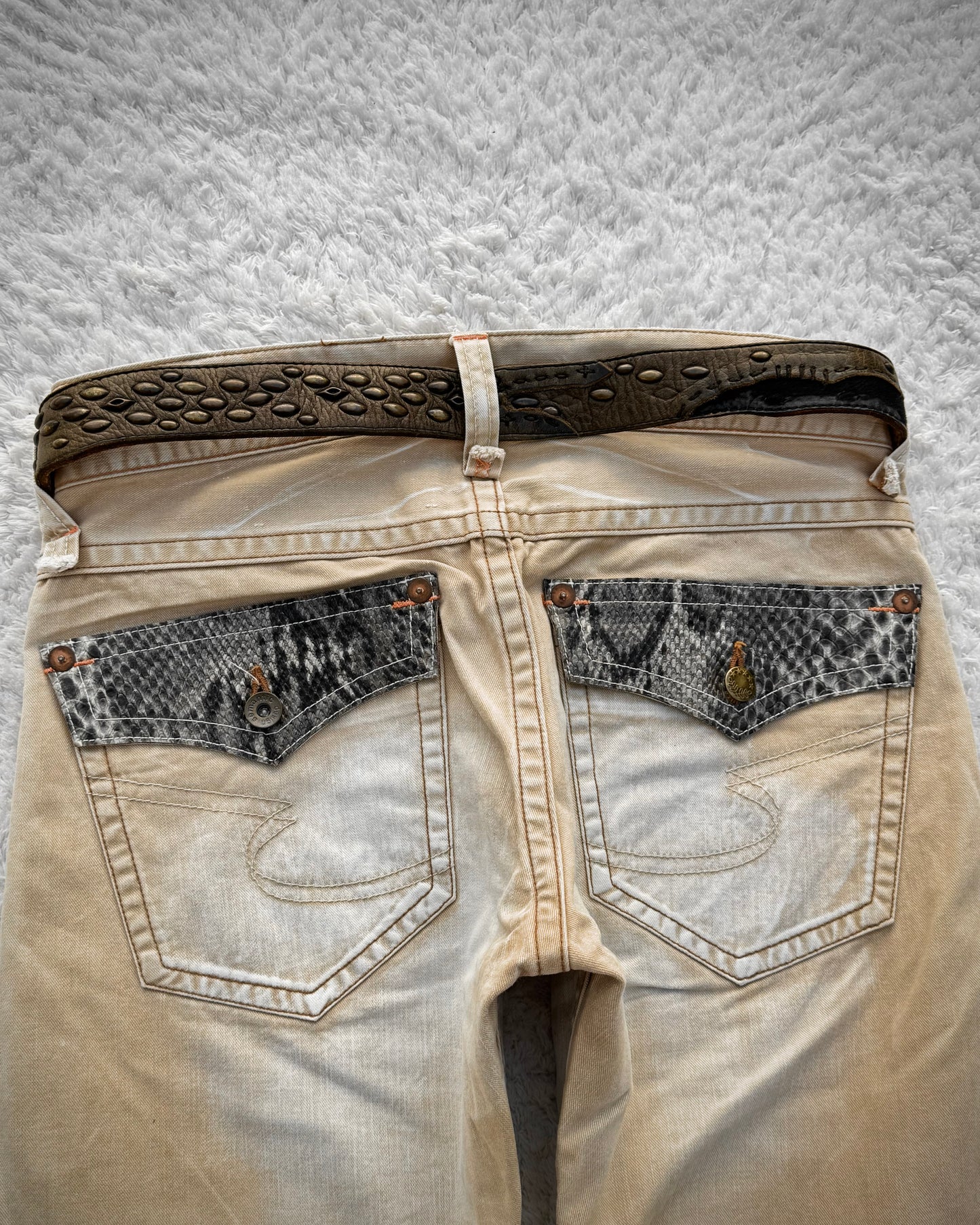 14th Addiction Scar Stitched Studded Belt