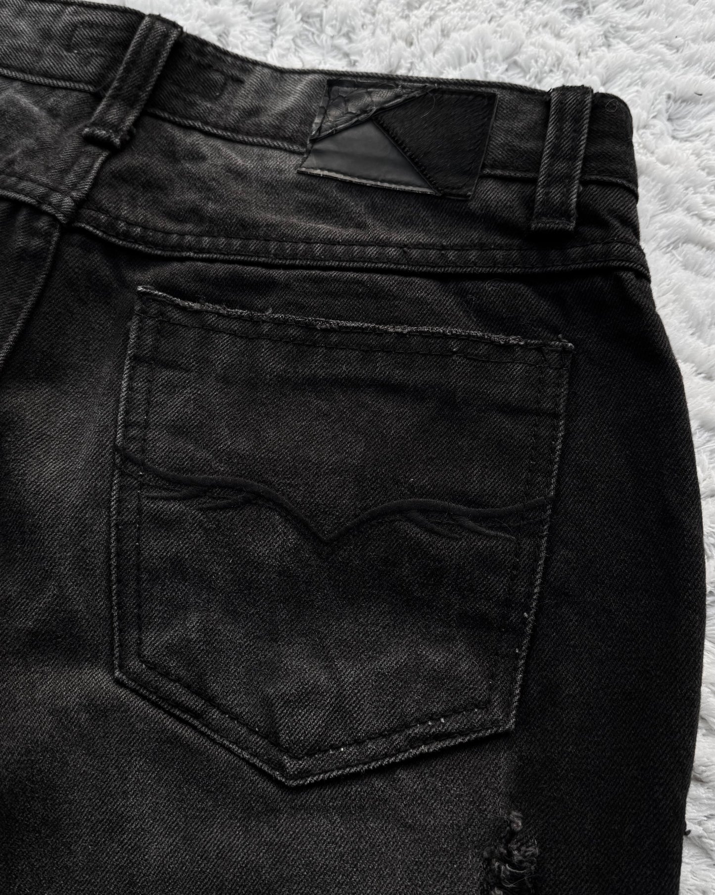 Fuga Croco Repaired Distressed Bootcut Jeans