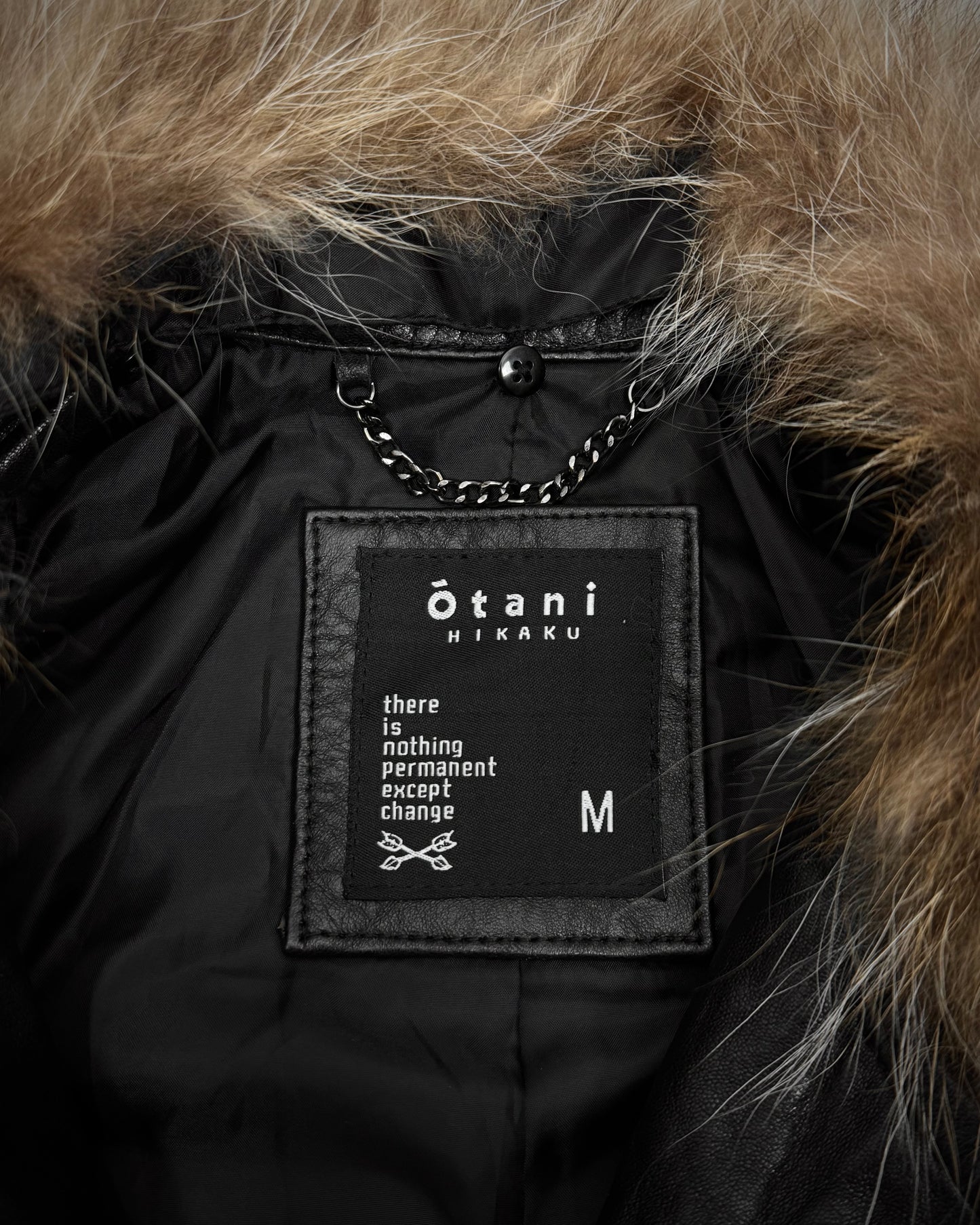 Otani Hikaku Fur Collar Textured Leather Jacket