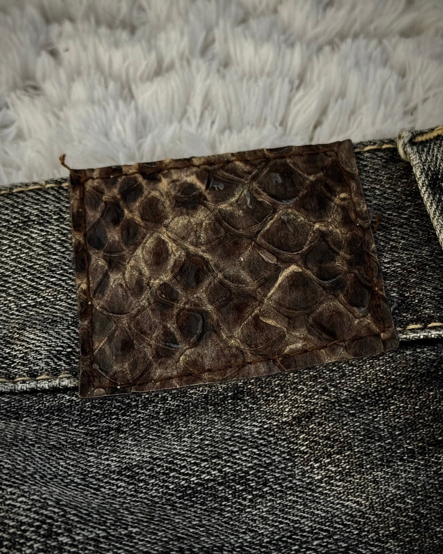 Tornado Mart Studded Python Detailed Spiral Flared Jeans