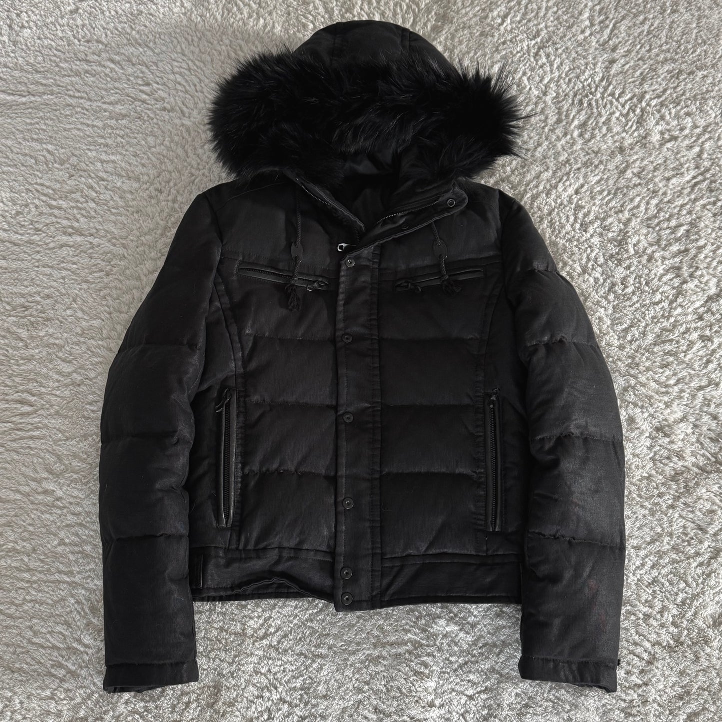 5351 Pour Les Hommes Raccoon Fur Puffer Jacket