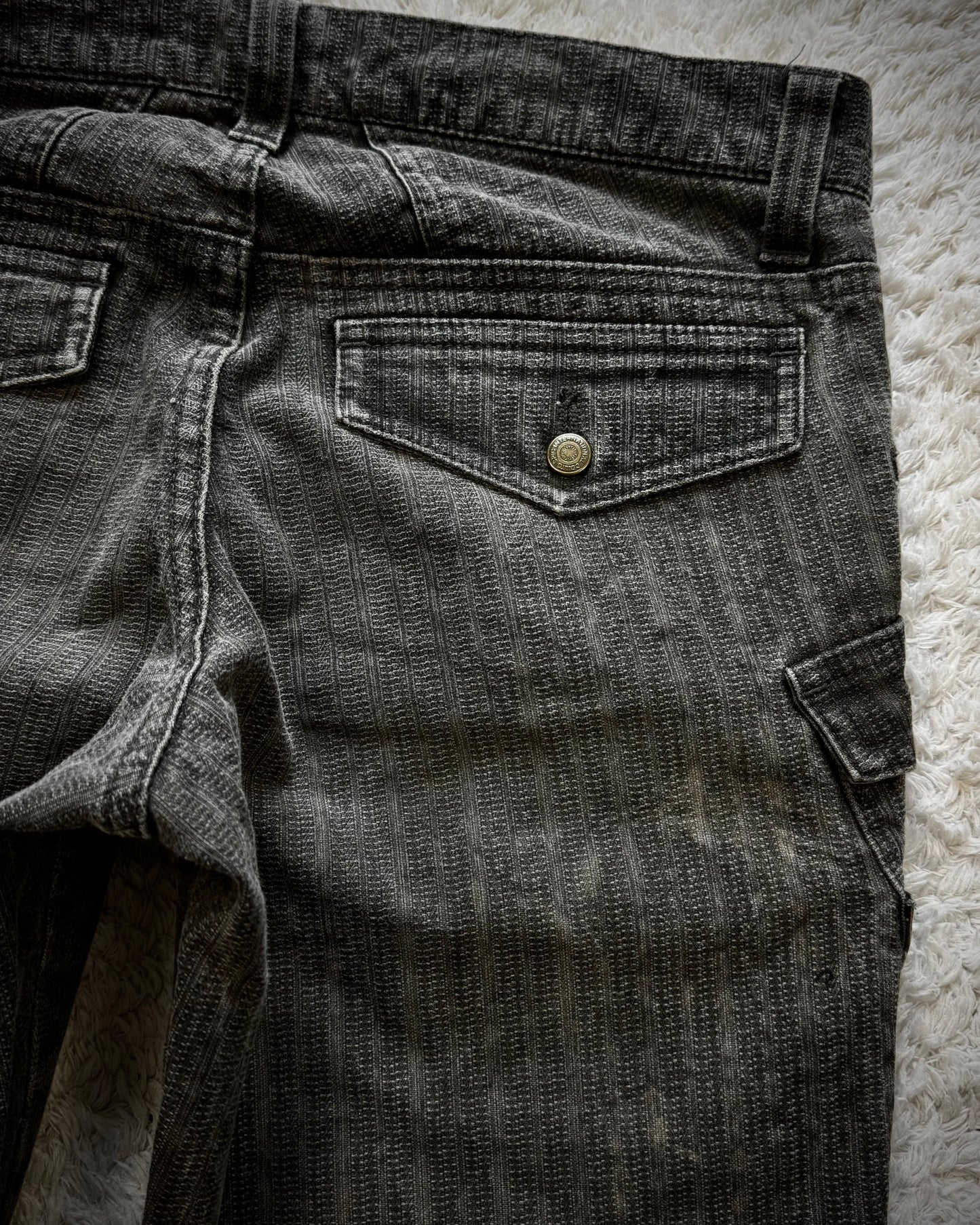 Tornado Mart Multi-Pocket Pin Striped Bootcut Pants