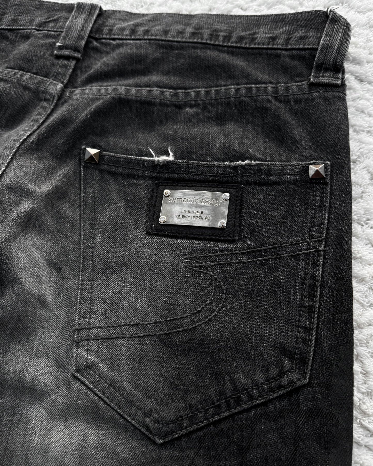 Semantic Design Crocodile Pattern Print Flared Jeans