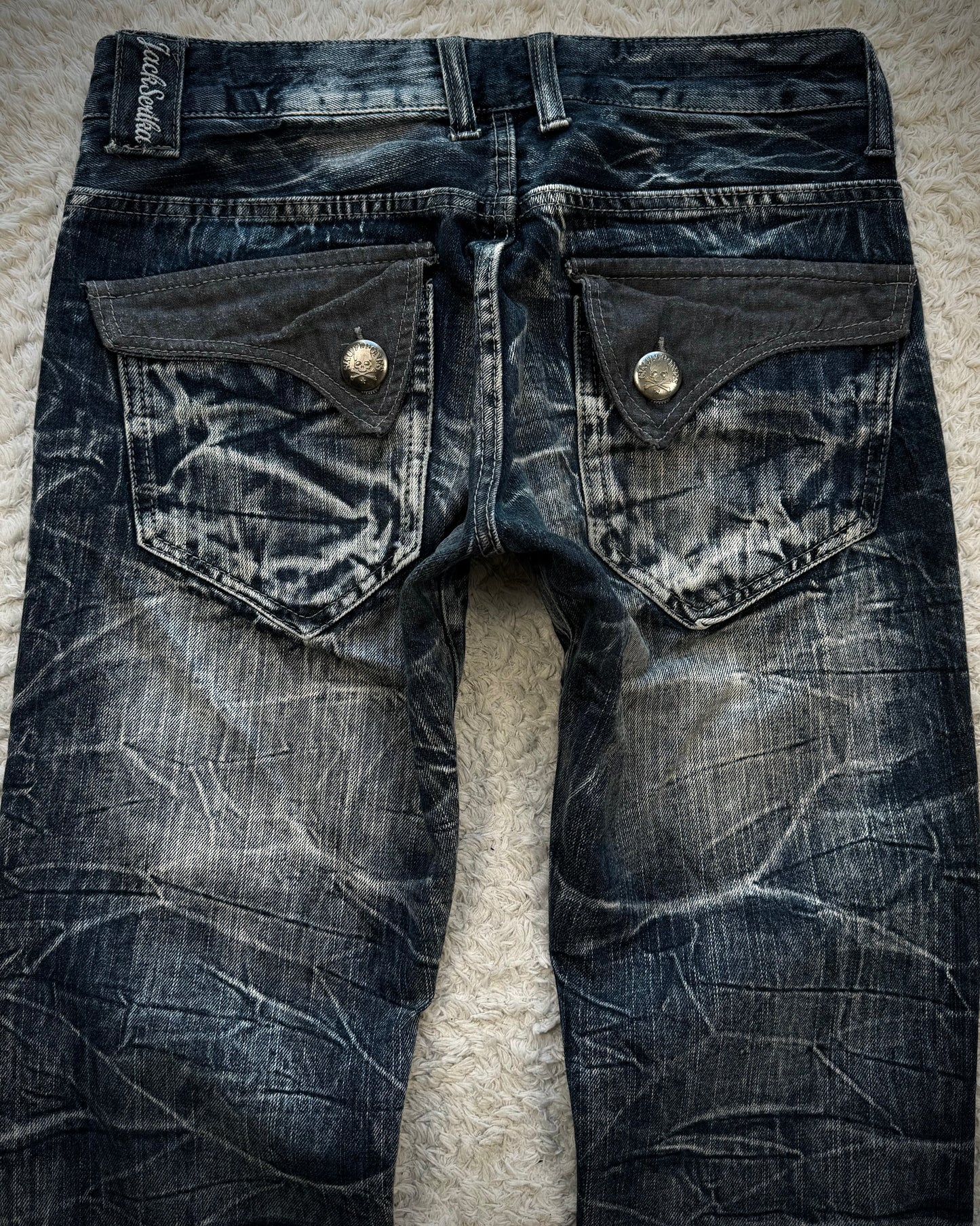 Jack Serika Spider Web Honeycomb Washed Flared Jeans